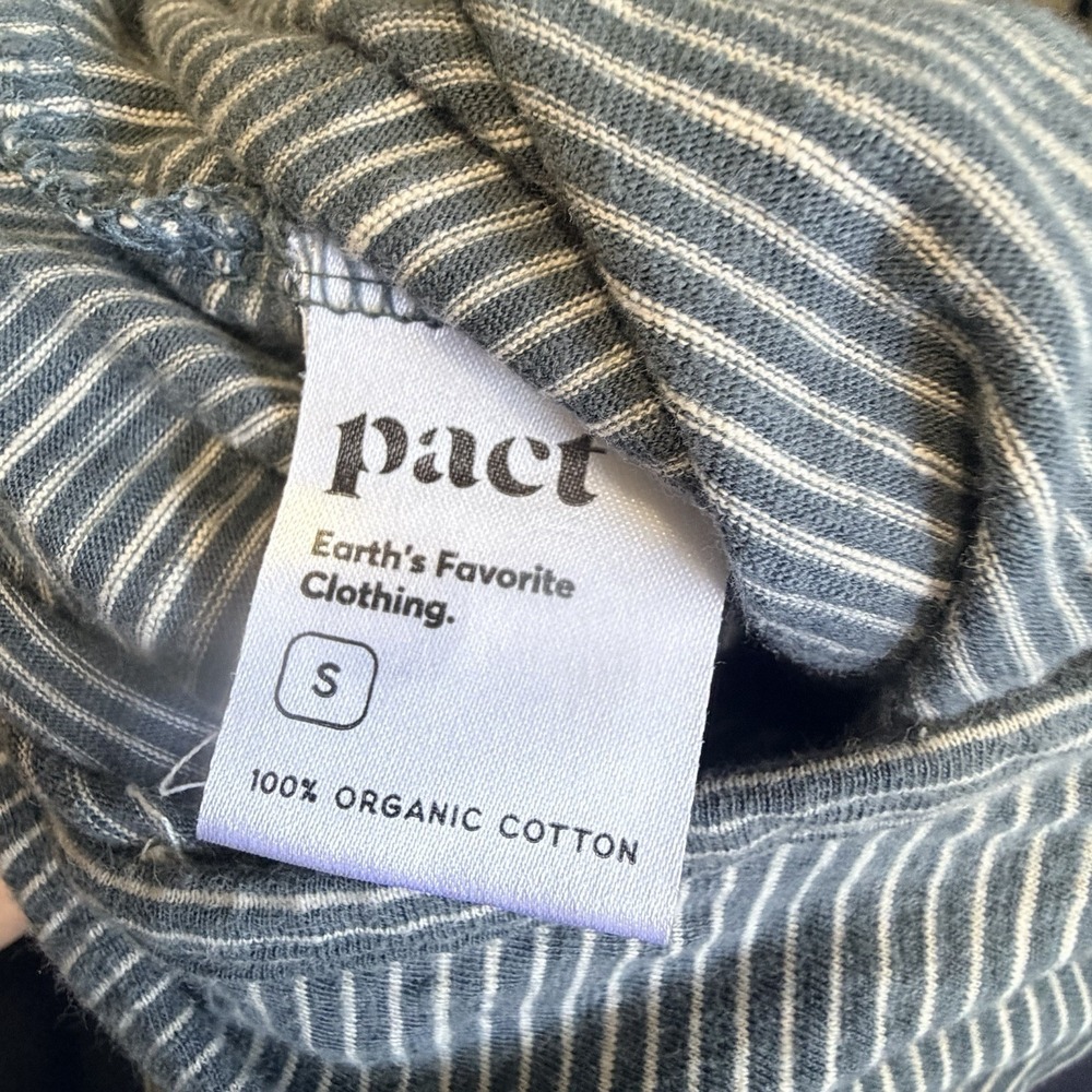 Pact Organic‎ Cotton All Day Easy Jumpsuit Sleeveless Striped Blue Small Pockets - Picture 5 of 8